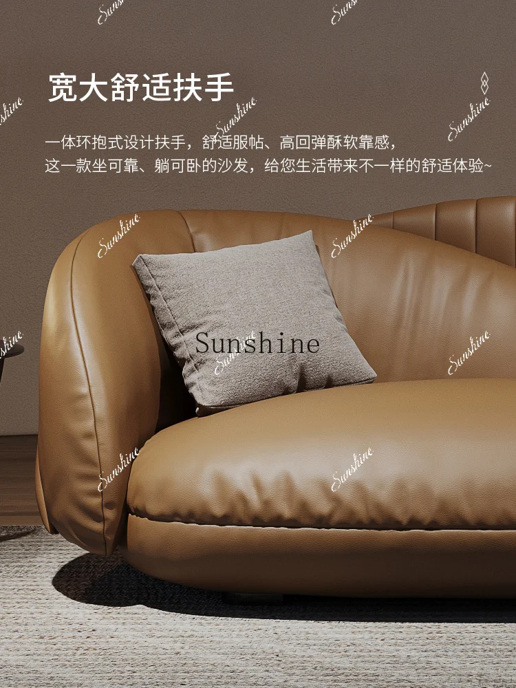

Italian light luxury leather, modern simplicity and minimalism, luxury high-end living room, straight row sofaP