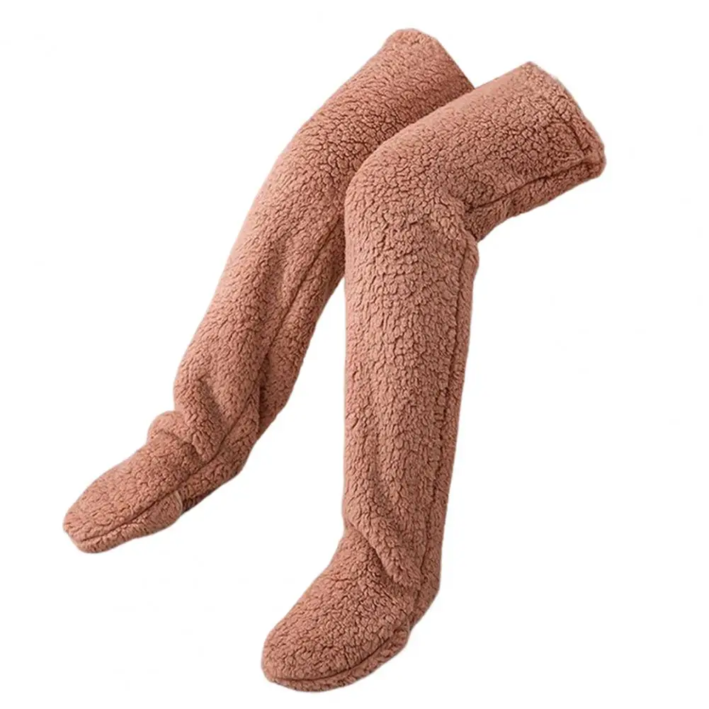 Calcetines térmicos sin pies para mujer, calentadores de piernas acogedores por encima de la rodilla, calcetines peludos para mujer, zapatillas de felpa, Protección cómoda de larga duración