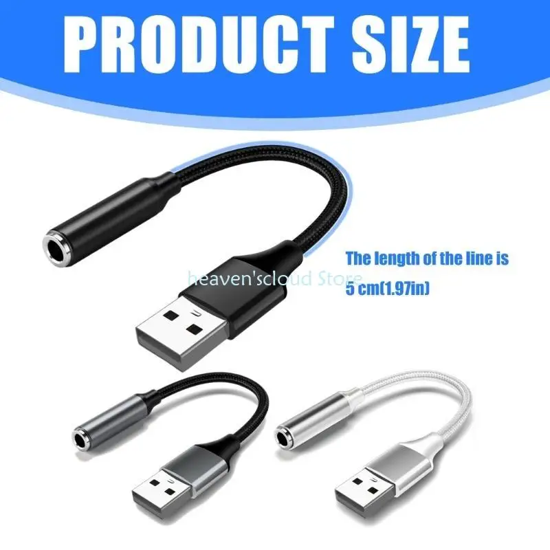 Y88B USB إلى 3.5 مم سماعات الرأس كابل سفر تصميم ودية التوافق على نطاق واسع لأنظمة متعددة
