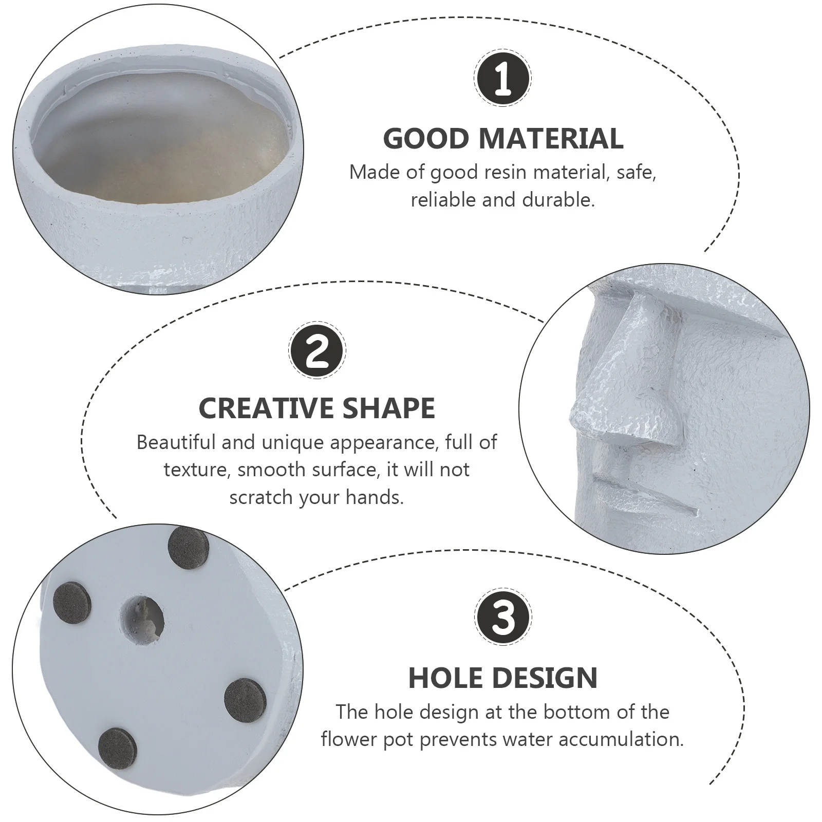 

Resin Stone Statue Flower Pot Face Design For Home Garden Yard Balcony Indoor Decor Flower Planter Home Ornament Accessory