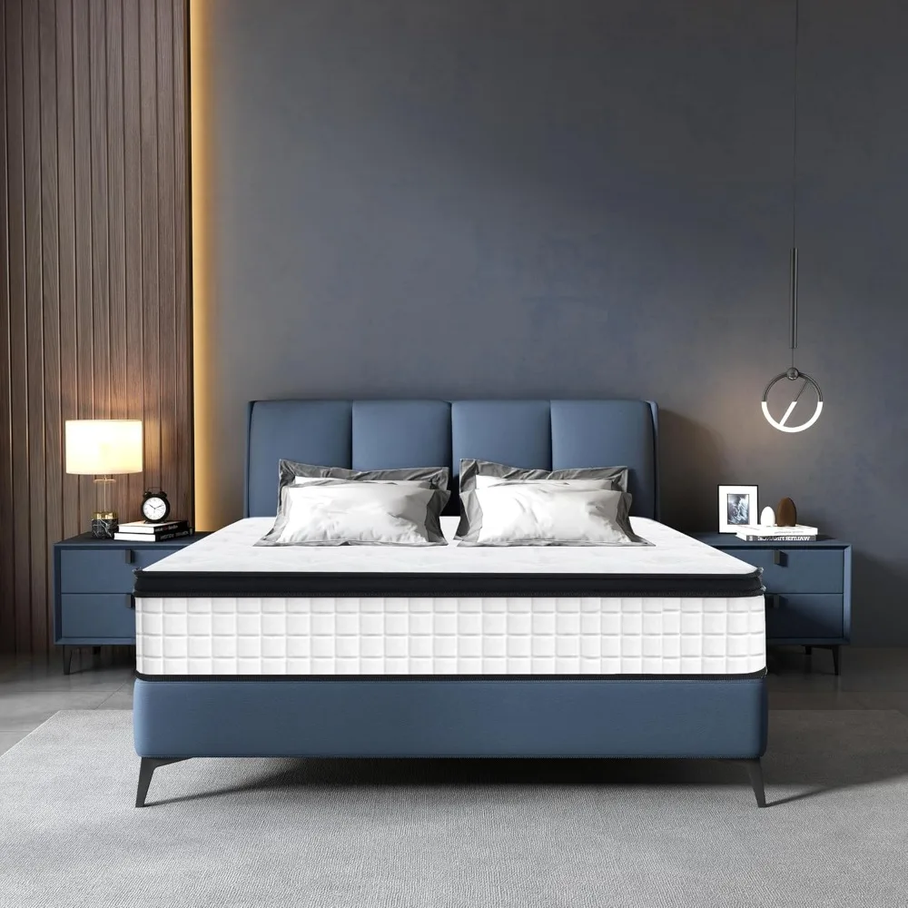 

12" Twin Size Hybrid Mattress - Oeko-TEX Certified Bamboo Cover, Cooling Memory Foam, Pocket Springs,