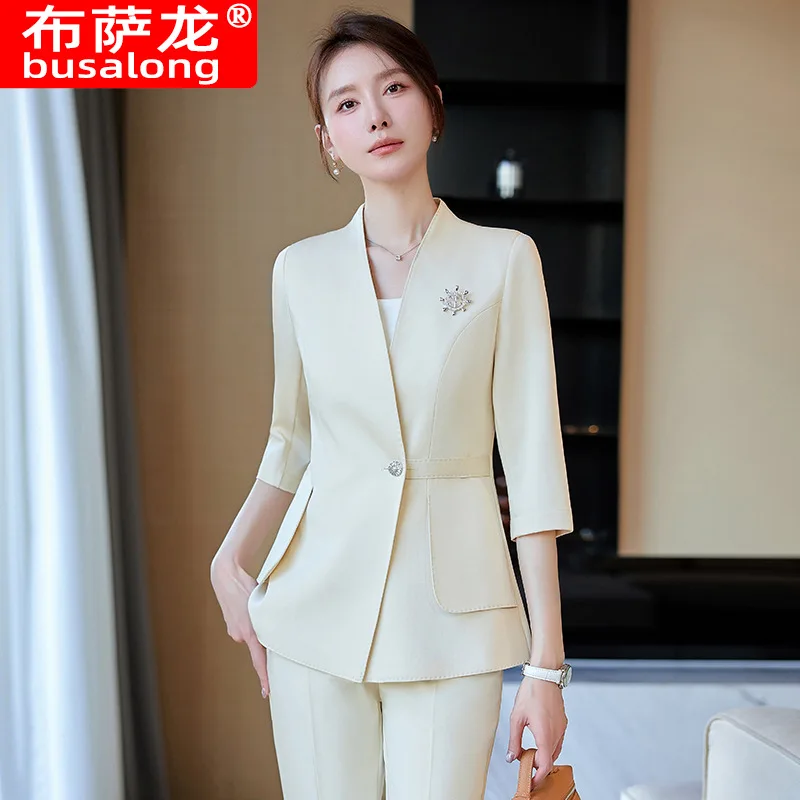 Champagne Professional Suit for Women2024New Casual Workplace Interview Formal Wear Manager Fashion Work Clothes