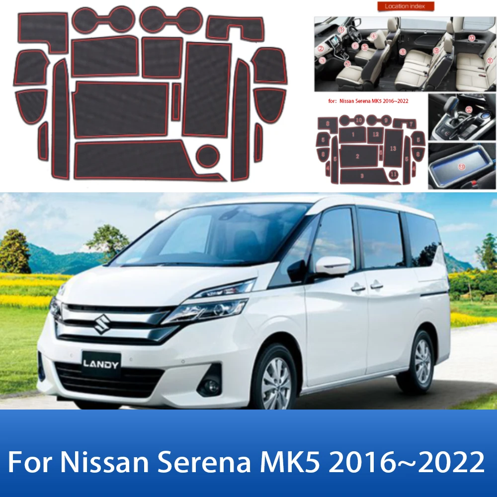 Dust-proof Pad for Nissan Serena MK5 X C27 Suzuki Landy 2016~2022 2016 2017 2018 2019 2021 Storage Rubber Mat Door Slot Groove