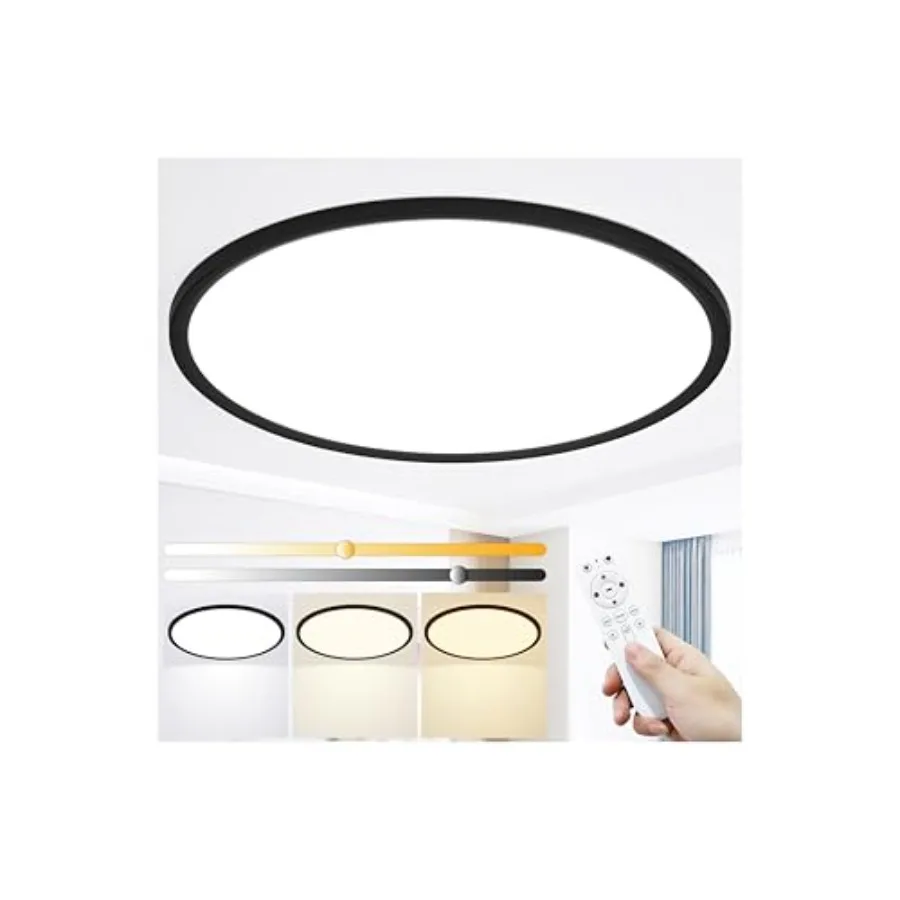 24 Inch LED Flush Mount Ceiling Light with Remote, 56W 5600LM, Dimmable 3000K-6000K, Ultra-Thin Modern Round Light Fixture,,Nig
