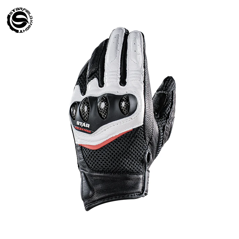 

Star Field Knight Women's Motorcycle Real Goat Leather Riding Gloves Carbon Fiber Summer Mesh Breathable Joint Protection Gears
