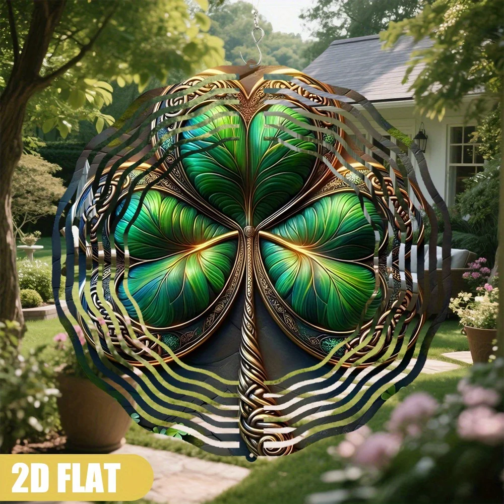 CIFBUY Exquisite Green Leaf Wind Chime Metal Spinner with 360 Rotating Hook Battery Free DIY Hanging Ornament for Garden Patio O