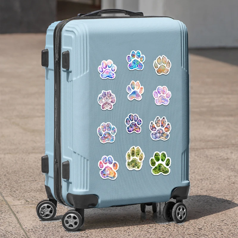 50Pcs Colorful Paw Print Stickers Waterproof Watercolor Decals DIY Decor For Laptop Guitar Suitcase Water Bottle Notebook Phone - view 4