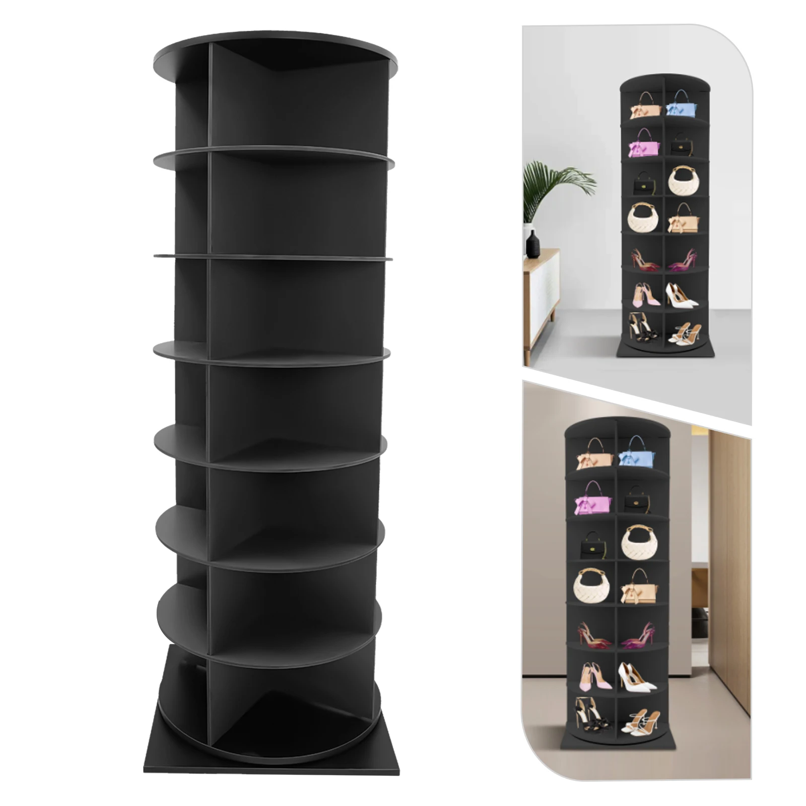 

6/7 ярусов вращающаяся полка для обуви из пенопласта из ПВХ, белая/черная отдельно стоящая полка для обуви для входа, гостиной