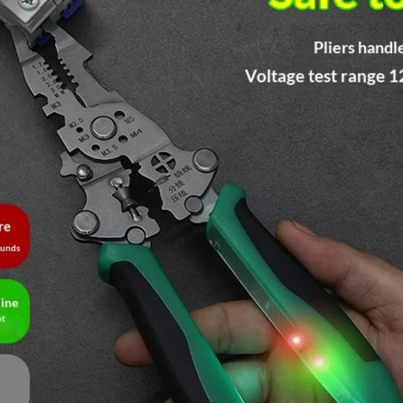 1Pcs Multifunctional Electrician Pliers Foldable Wire Stripping Pliers Crimping Tool Professional-Grade Electrician Tool
