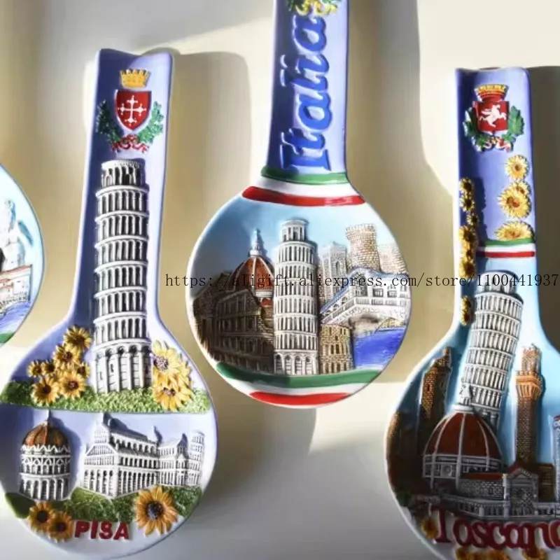 

Italian Hand-Painted Ceramic Wall Creative Home Decoration Roman Venetian Architectural Landscape Decoration Spoon Pendant