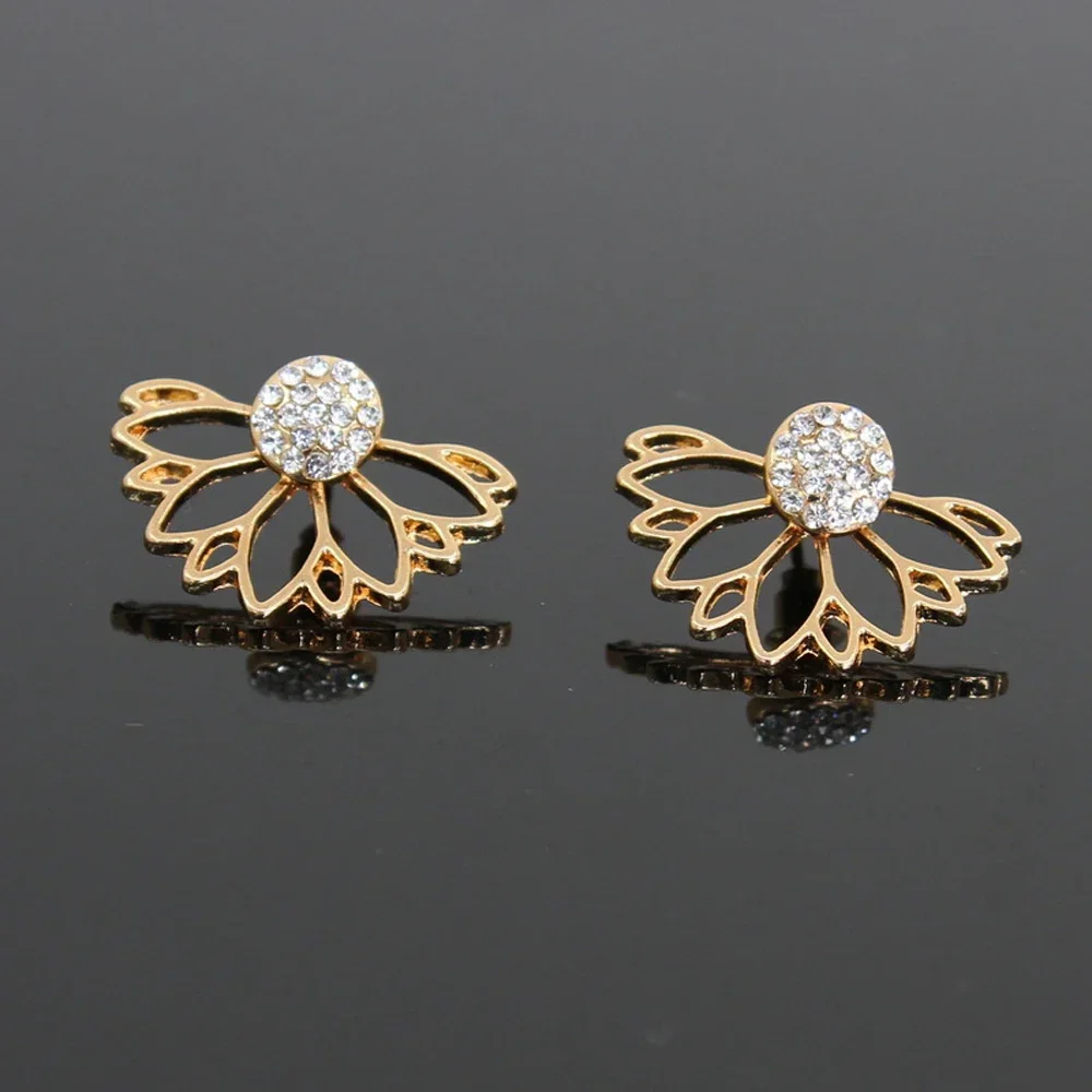 2024 New Fashion Simple Design Rhinestones Crystal Flower Stud Earrings for Women Girls Summer Daisy Jewelry Gifts