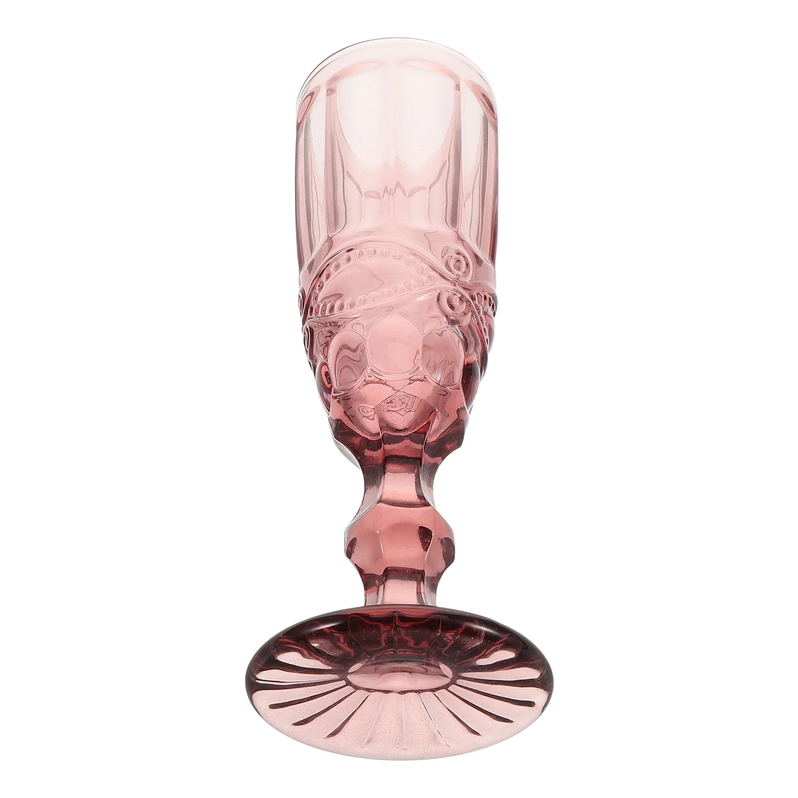 

Elegant Vintage Glass Cups Pack of 4 Heavy Duty Embossed Stemmed Glasses Timeless Wine Drinkware for Romantic Events and Parties