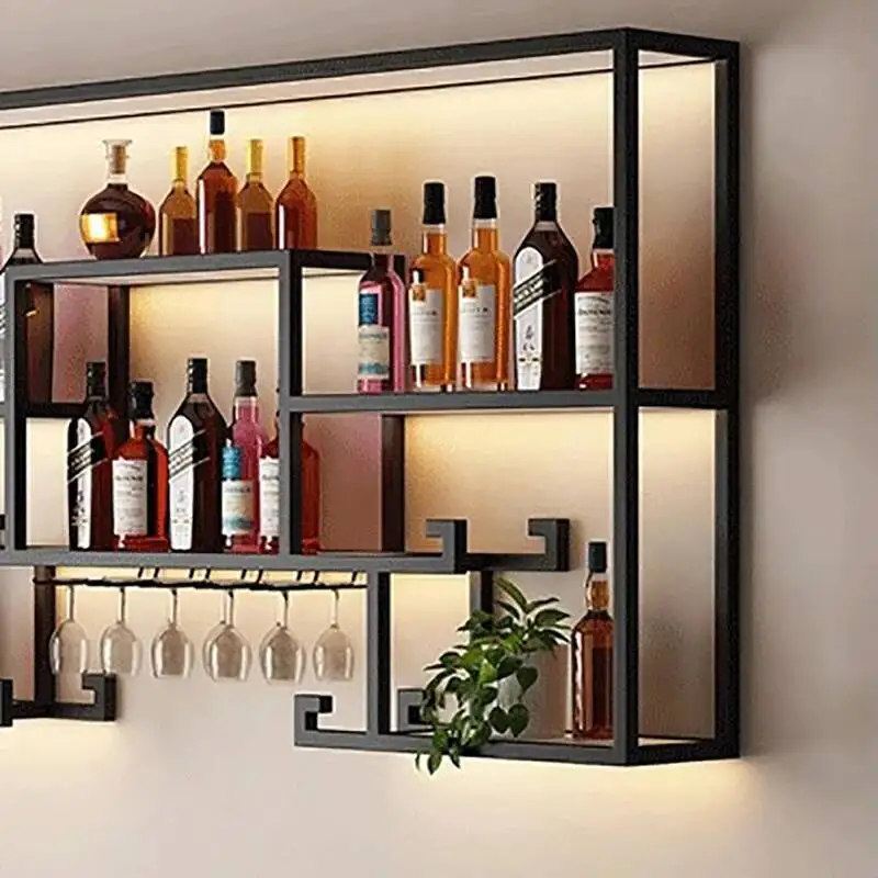 Metalen planken Alcoholkasten Wandmontage Scandinavisch restaurant Drankvitrinekast Drankjes Modern Angolo Barmeubilair