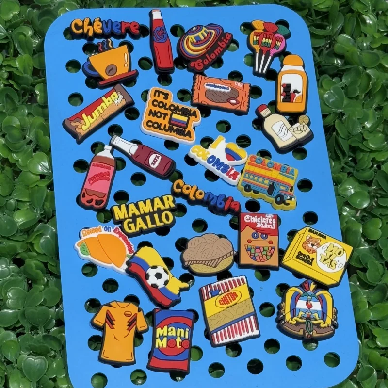 1-25Pcs Colombia Hat Coffee Drinks PVC Kids Snack Shoes Charms Lollipop Buckle Clog Ornament Fit Birthday Gifts