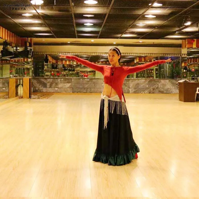 Danza del ventre Tribal Ruffle Flamenco Raso 25 Yard 4 Tiered 20Yard 4 Tiered 720 Gradi Gonna Gypsy Skir FH9