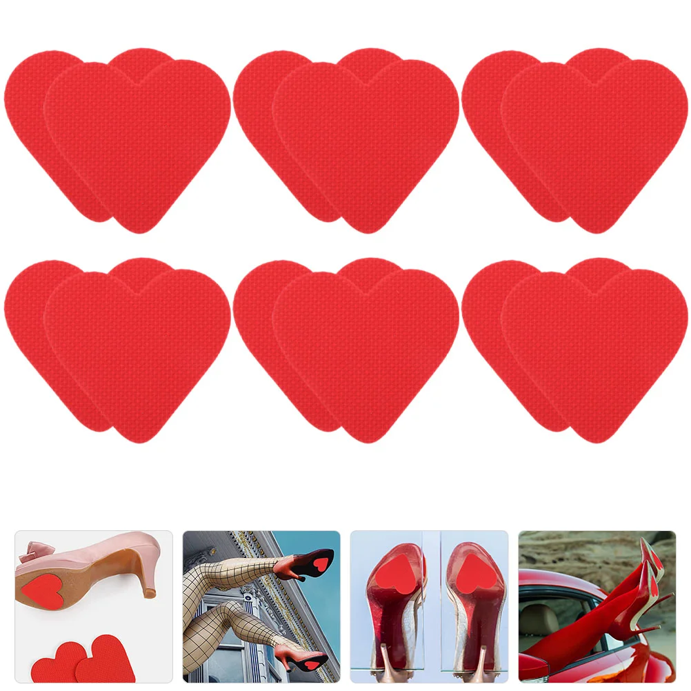 6 Pairs Heart Shaped Non-slip Stickers Shoe Heel Pad Pads Silicone High-heel Protective Grips Anti-noise Shoes Mute Insole Foot