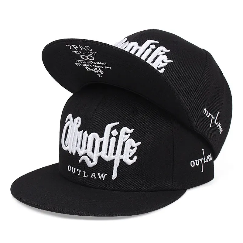 1 szt. Modna czapka z daszkiem typu Fastball Thuglife haft Hiphop czapka typu Snapback dorosłych na co dzień z regulowaną kością