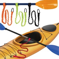 1PC Elastic Kayak Paddle Leash Fishing Rod Leash Stretchable Coiled Lanyard Leash Safety Rope Carabiner Rowing Boats Accessories