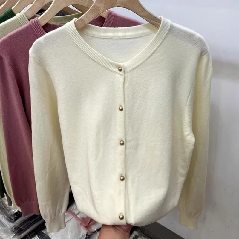 

Sueter Feminino Fashion O-Neck Knitted Sweater Women Cardigans Black Long Sleeve Knit Sweater Cardigan Women Tops Sweaters Q3196