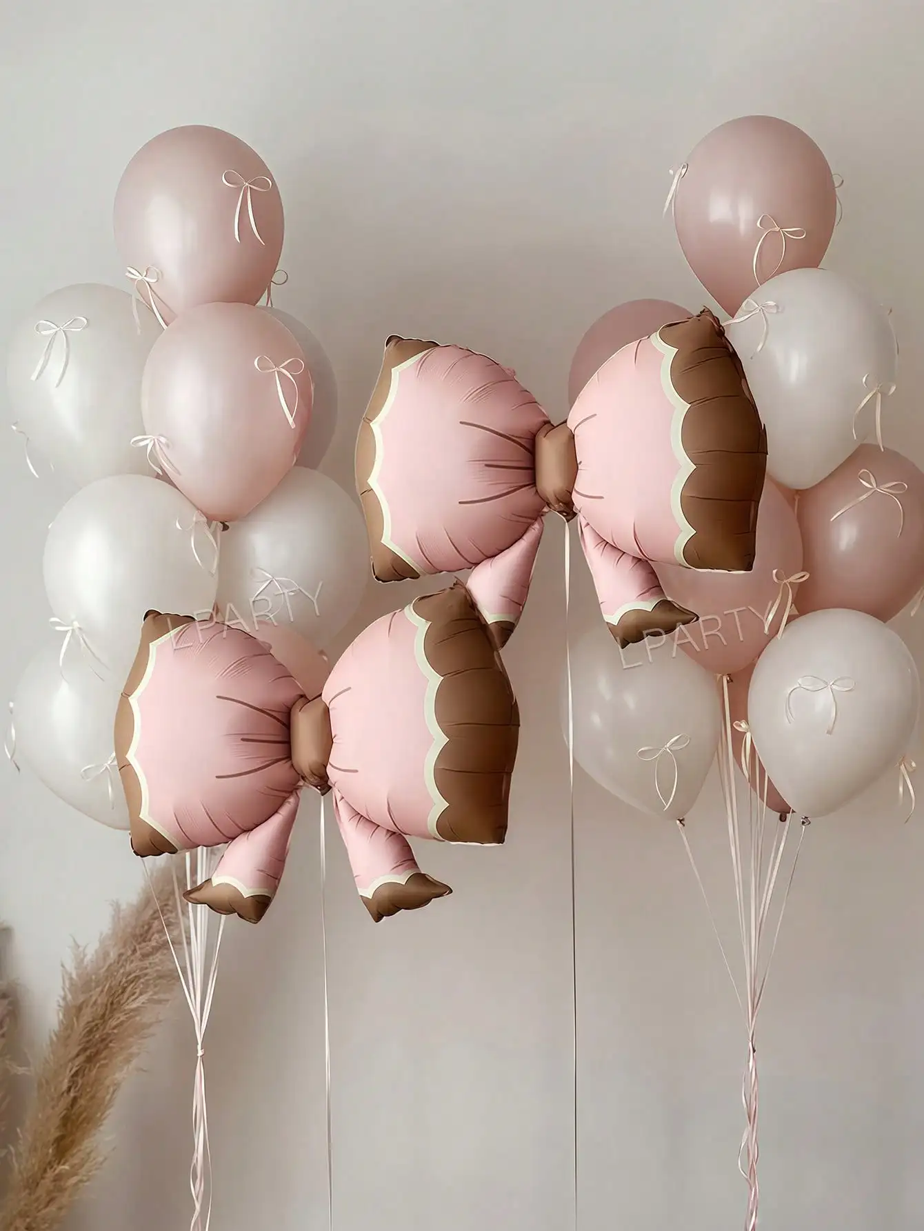 29 Stück große dekorative Luftballons mit rosa Schleifen, geeignet für Hochzeitsdekoration, Geburtstage und Partys mit rosa Themen, Dekorationszubehör