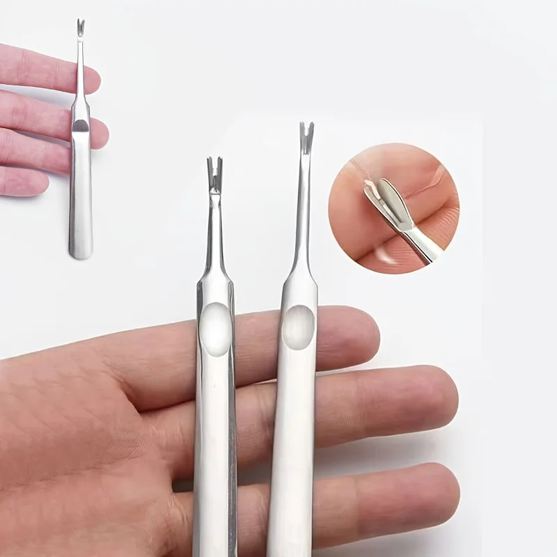 Professional Stainless Steel Cuticle Pusher Nail Exfoliator Dead Skin Fork Manicure And Pedicure Tools Nail Care Unscented