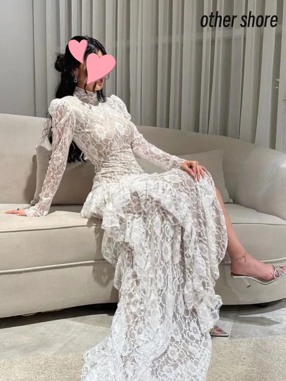 Gaun pesta malam gaun pesta Prom acara Formal Ruffle putri duyung renda seksi manis antik elegan Shore lainnya