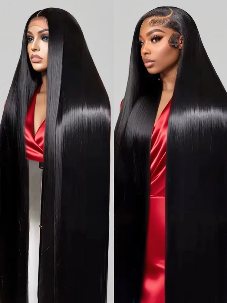 40 46 Inch Bone Straight Human Hair 13x6 HD Lace Frontal Wigs 300% Density 13x4 360 Full Hd Lace Front Human Hair Wigs For Women