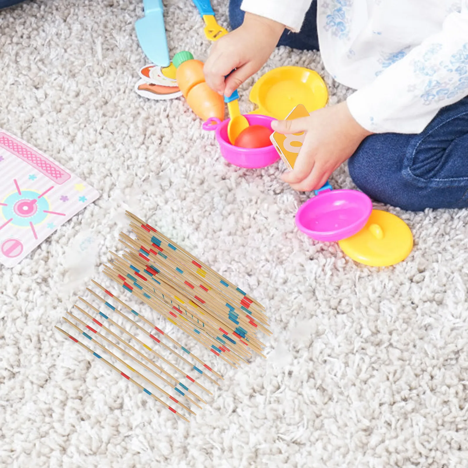 

2 Boxes Wooden Pickup Sticks Game Creative Colorful Design Solid Premium Wood Smooth Surface Ideal for Logical Thinking Leisure