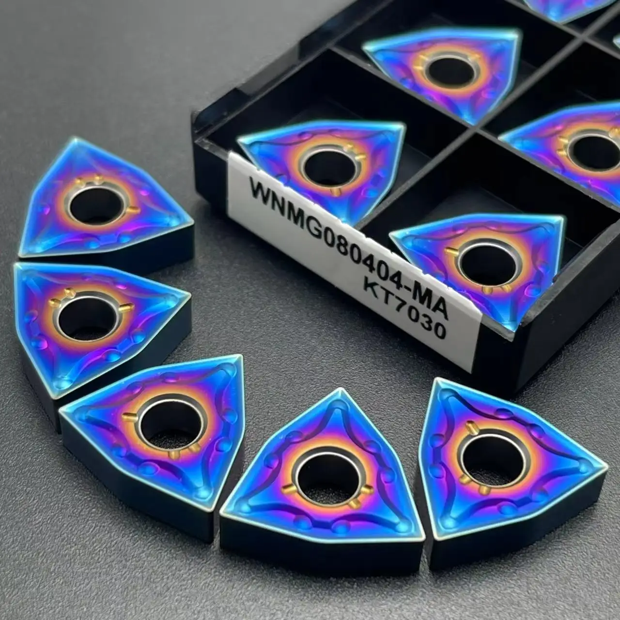 Spezielle Drehklingen für gehärteten Stahl WNMG080408-MA, blau beschichtete Nano-Einsatzköpfe für Außendreharbeiten, Drehmeißel-Werkzeuge – Detail 5