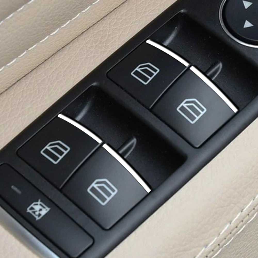 7pcs Chrome Car Door Window Lift Button Sticker Sequins for Mercedes Benz E W212 C W204 GLK X204 ML GL W166 X166 Accessories