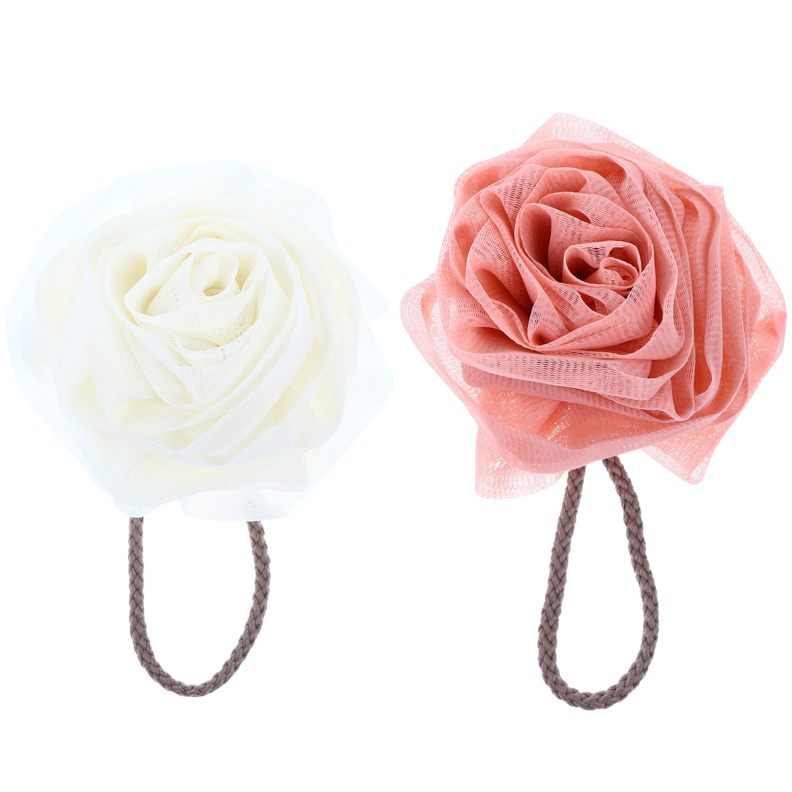 

2 Pcs Rose Bath Flower Mesh Scrubber Shower Ball Loofah Foaming Pouf Sponge Sponges