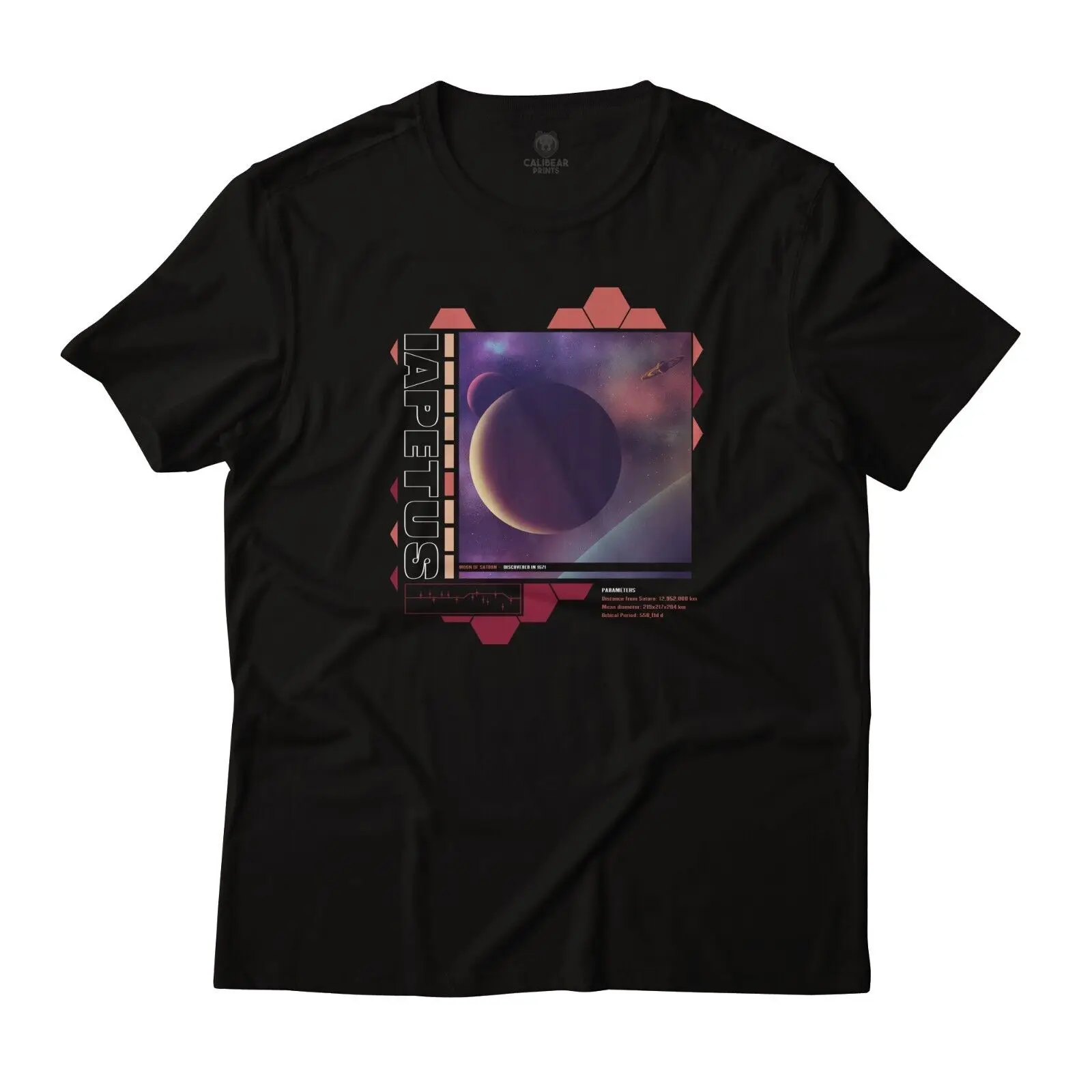 Iapetus Saturn's Moon Art Aesthetic Graphic T-Shirt Lightweight Cotton