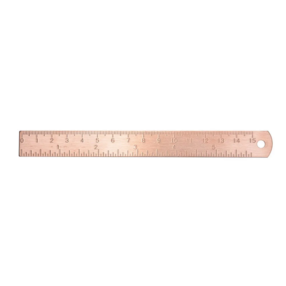 2 Pcs Brass Copper Ruler High Accuracy School Double Scale Straight Thick Version