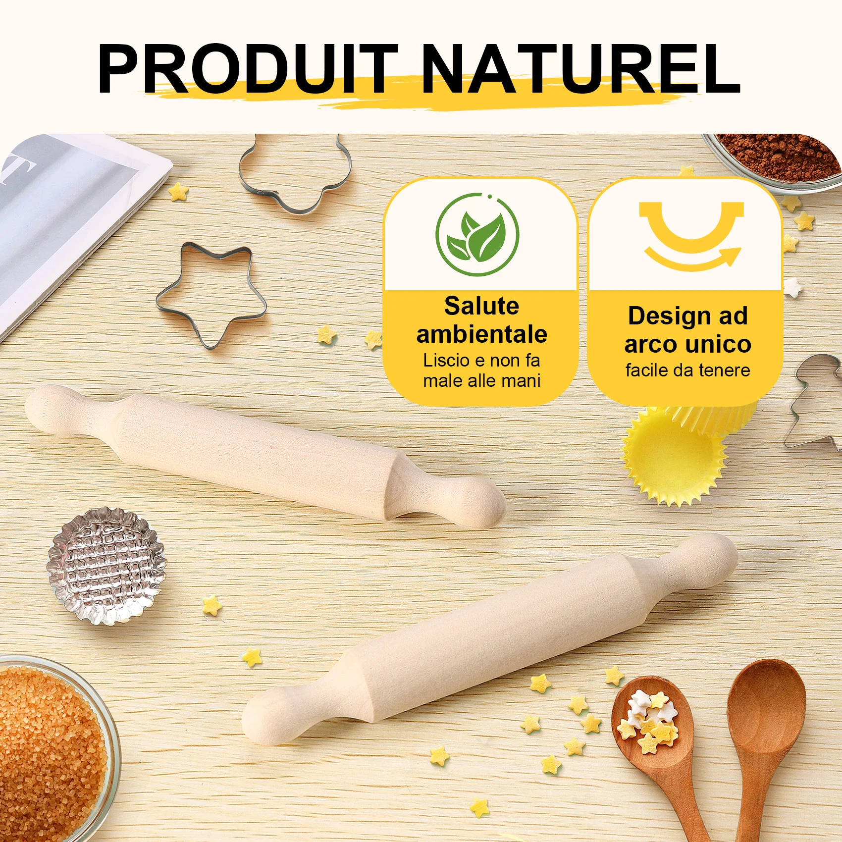 Wooden Mini Rolling Pin 6 Inches Long Kitchen Baking Rolling Pin Small Wood Dough Roller for Children Fondant Pasta