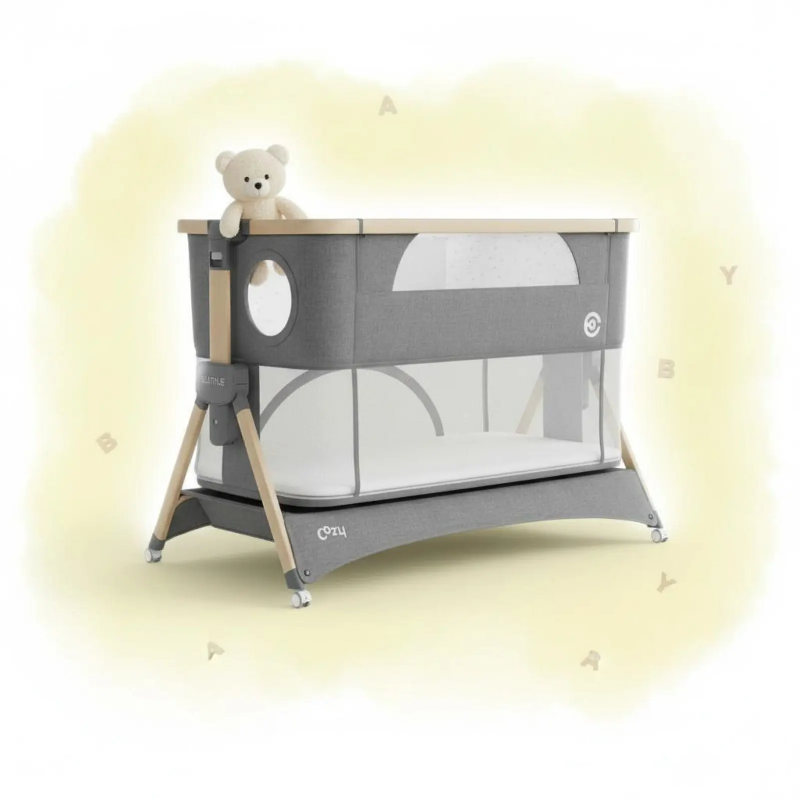 

Foldable Crib Multifunctional Adjustable Crib Bedside Sleeper Bug Net Net Baby Bassinet Changing Table for Infants, Bedroom