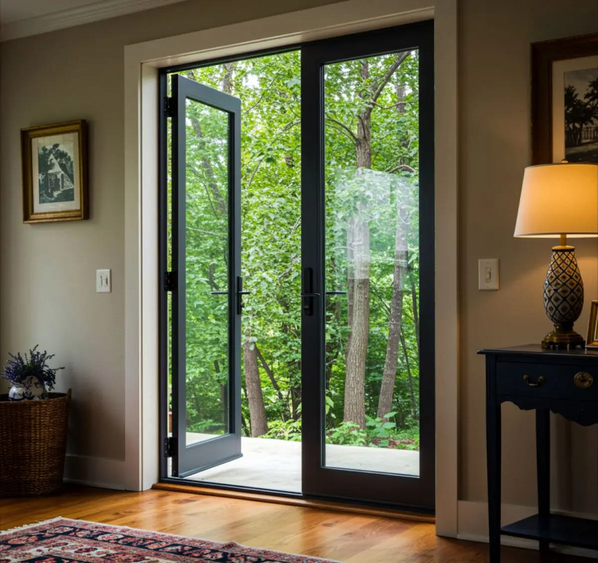 Double Glazing Aluminum Hurricane Impact House Doors Open Out Soundproof Glass Door Energy Efficient Casement Door for Sale