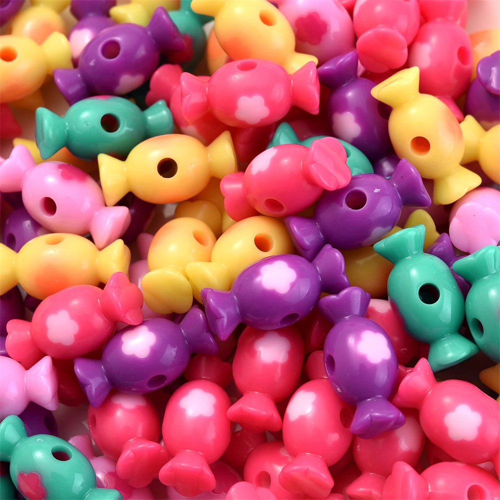 20pcs 20x9mm Mix Candy Beads Acrylic Spacer Flower Beads For Jewelry Making Supplies DIY Keychain Necklace Craft Decor