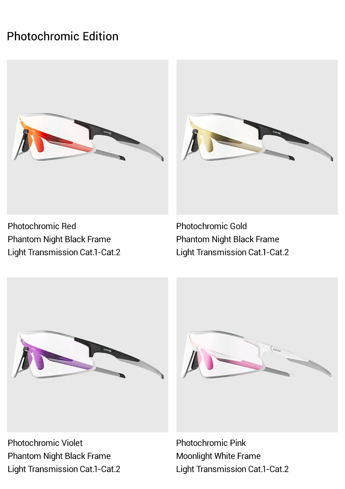 Kapvoe Photochrome Radfahrbrille Sport-Pickleball-Sonnenbrille Camping-Modebrille Herren MTB Fahrradbrille Wanderbrille – Detail 17