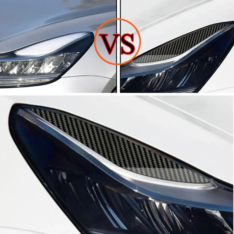 Headlight Eyebrow Sticker for Tesla Model 3 Headlamp Front Lamp Eyelid Carbon Fiber Decoration Trim Car Modification Accessories