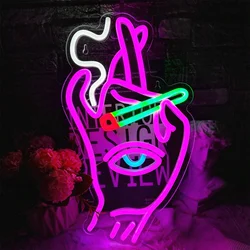 Smoking Hand Led Neon Light, USB Powered Smoking Hand Wall Decor Aesthetic, Perfect for Boyfriend, Girlfriend