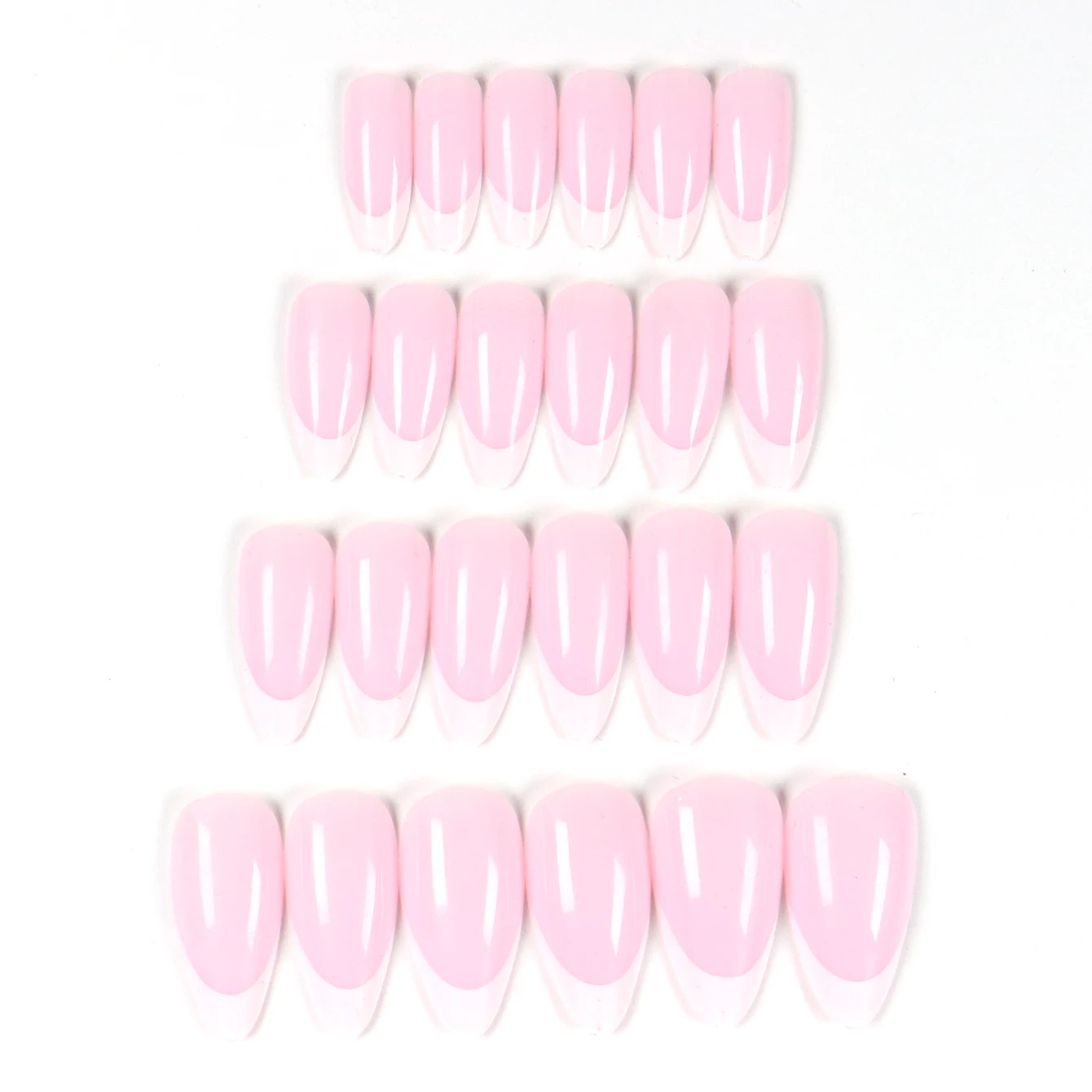 48 STKS Franse puntige nagel korte vierkante teennagel en amandelwitte Franse puntige nepnagelcombinatie