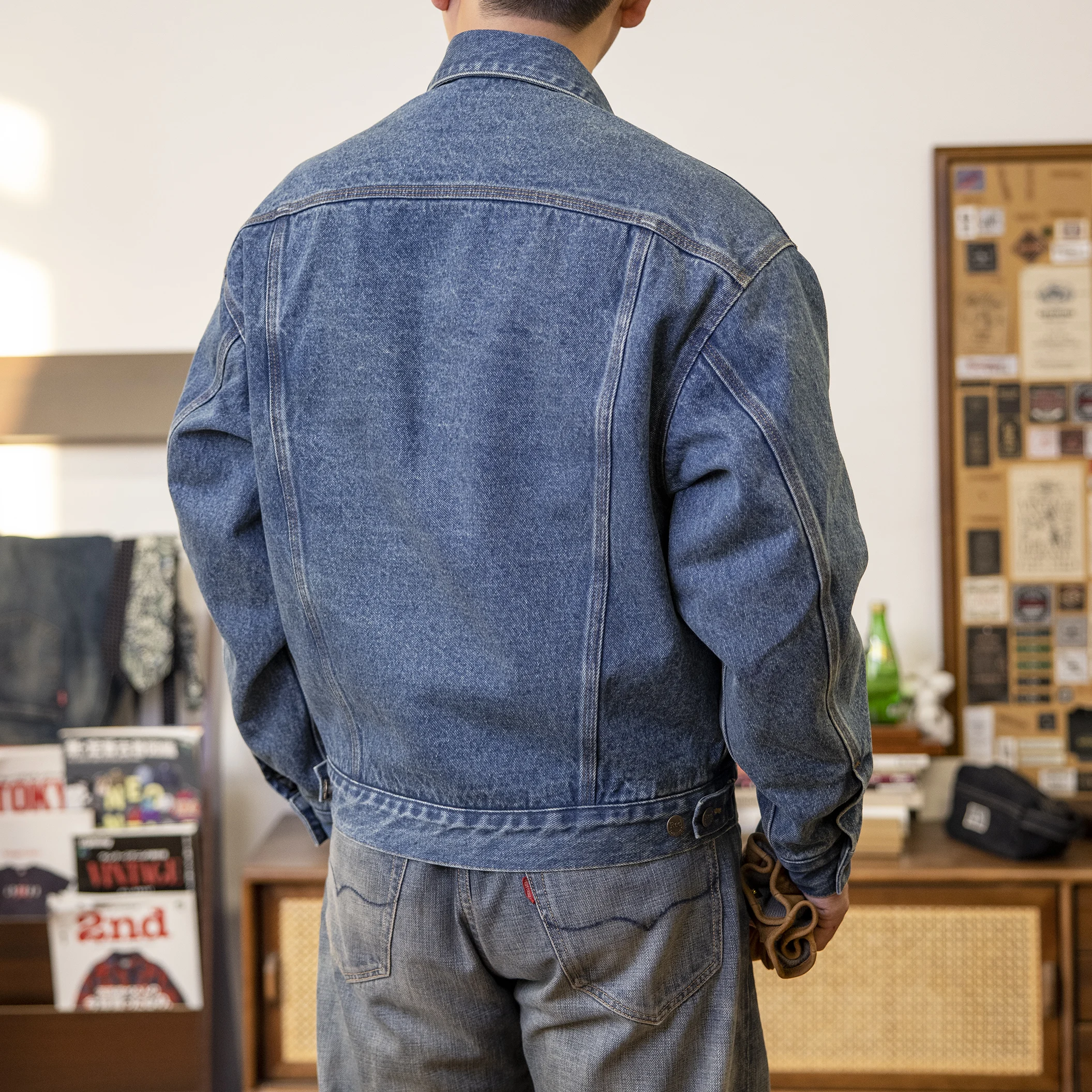 J10-0004 Big Size 15oz High Quality Cotton Denim Jacket Casual Stylish Washed Stormrider Coat