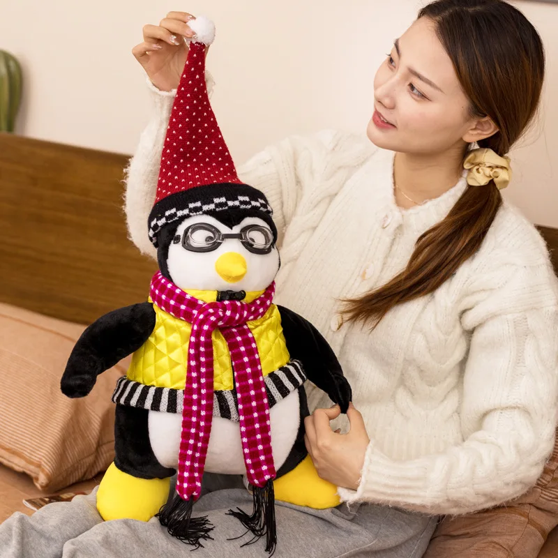 Presents Souvenirs 40cm Tv Show Friends Related Rachel Joey\'s toys HUGSY Plush toy PENGUIN Stuffed Doll with scarf vest glasses