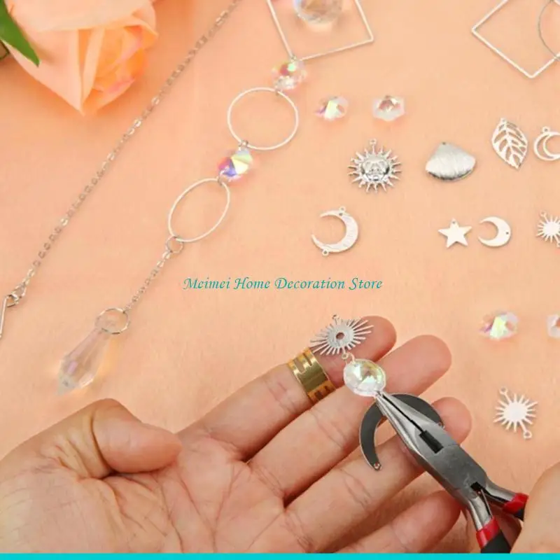 

H7BF 200Pcs DIY Suncatchers Making Set for Adult Crystal Sun Catchers Art Crafts Supplies Set with Colorful Crystals Beads