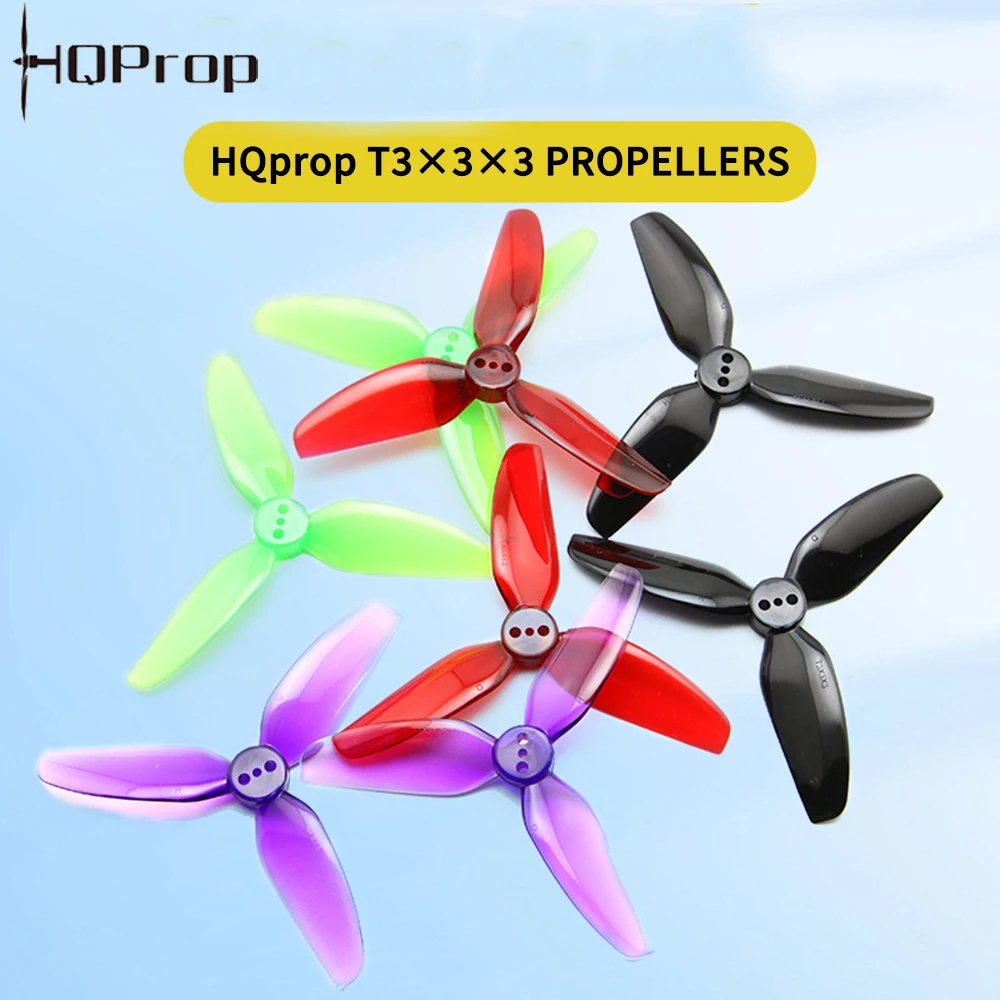 10Pairs(10CW+10CCW) HQPROP T3X3X3 3030 3-Blade Propeller 1.5mm (Four Color) for RC FPV 3inch Toothpick Cinewhoop Drones