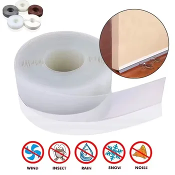 5M/10M Door Bottom Seal Strip Weather Window Rubber Seal Weatherstrip Windproof Dust Self Adhesive Door Windshield Sealing Tape