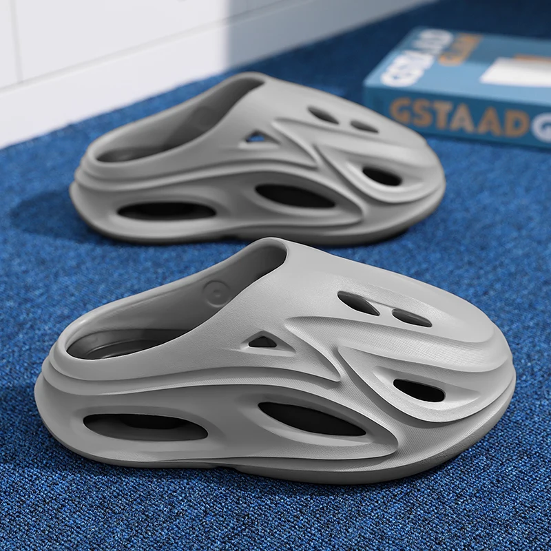 Rutschfeste Herren-Hausschuhe mit dicker Sohle und zwei Zehenkappen, Sommer-Strandsandalen am Meer – Detail 1