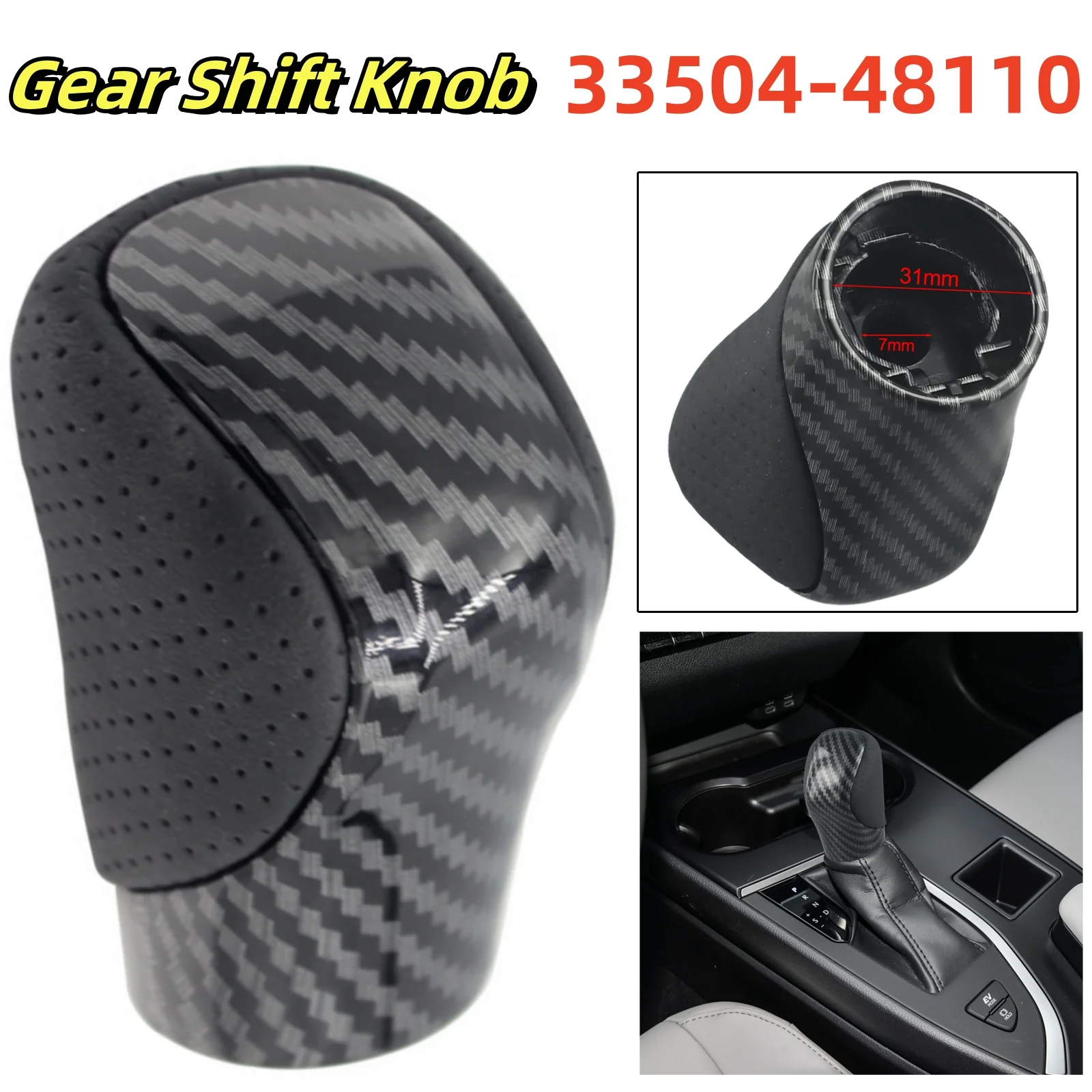 Shift Knob 33504-48110 33504-48110-E0 Carbon Fiber Gear Shift Knob For Lexus For ES For GS For GX-460 IS For NX For RC For RX