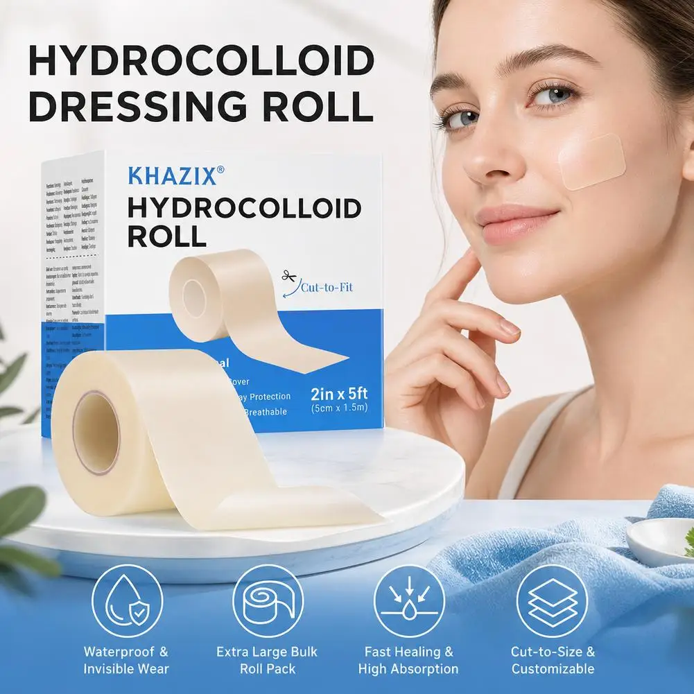 1roll Hydrocolloid Acne Patch Roll DIY Cut-to-Size Pimple Cover Sticker, Ultra Thin Waterproof Blemish Tape for Face