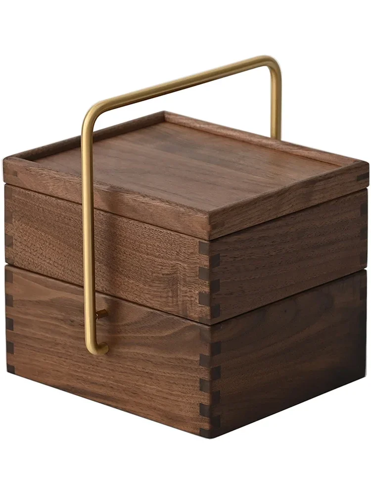 

Black walnut solid wood storage box copper handle beam box